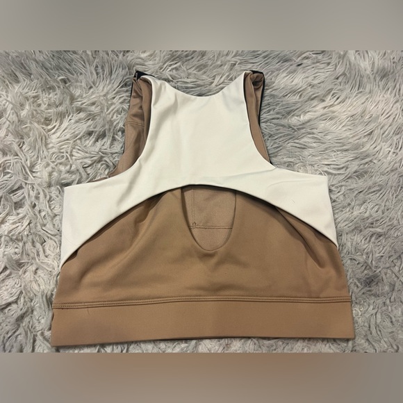 H&M High Neck Black White Tan Sports Bra Size S - Picture 2 of 6